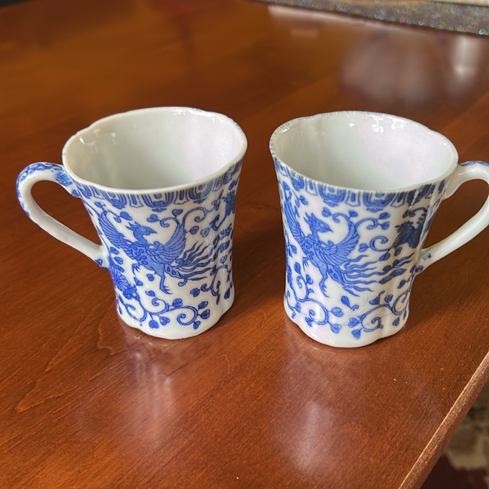 Vintage Antique Blue and White Chocolate Ceramic Cups - Picture 3 of 13